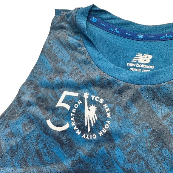 New Balance NYC Marathon Printed Impact Run Fashion Tank Top Rogue Wave - Picture 11 of 12